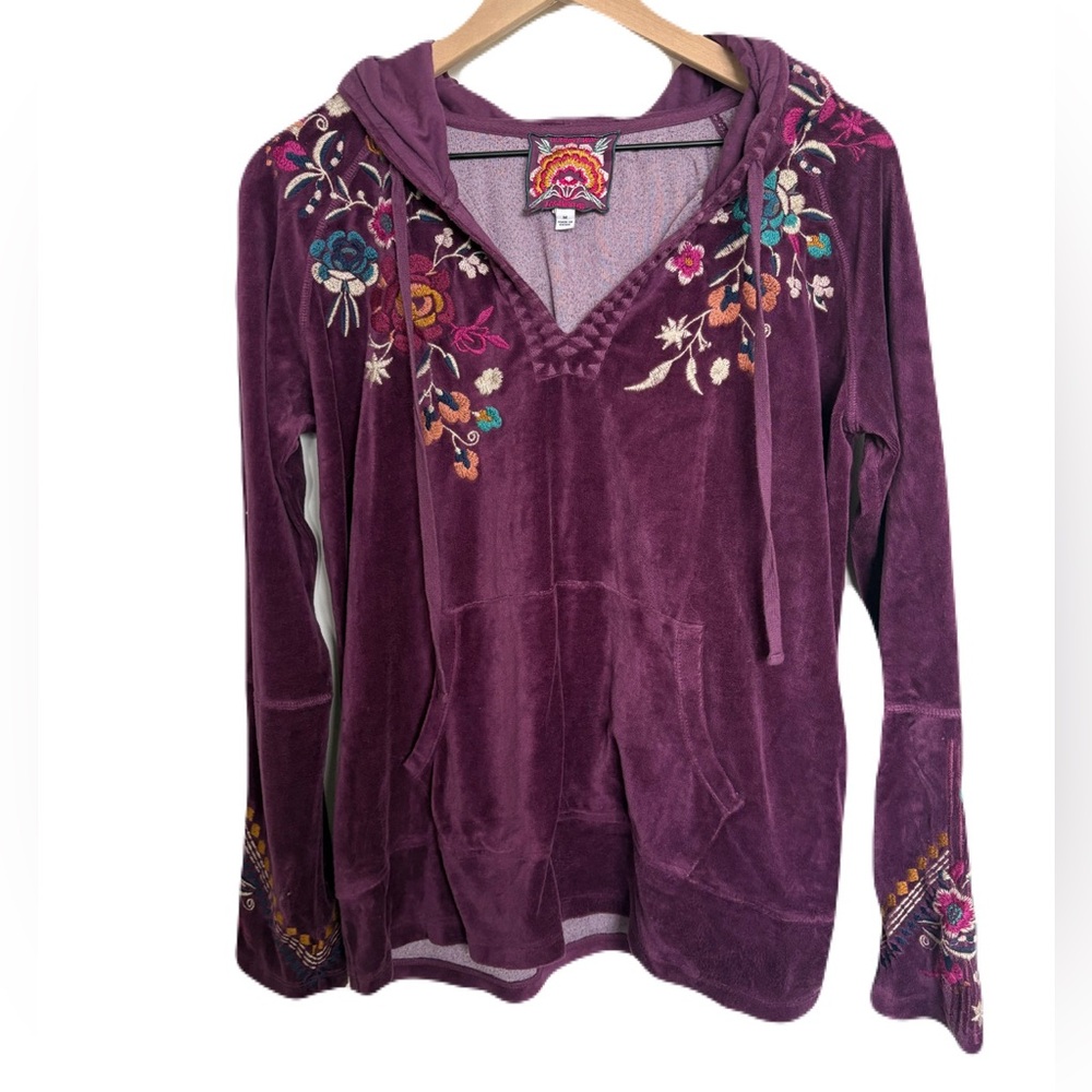 Johnny Was Embroidered Purple Hoodie
